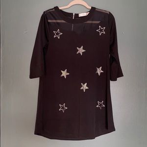 Sparkle star black mesh dress